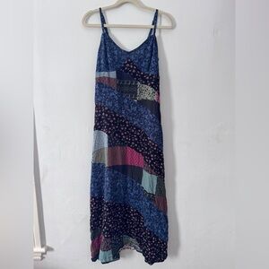 Thorn & Fable Blue Patchwork Slip Dress